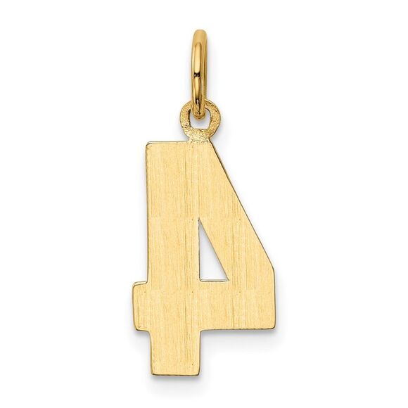14k Yellow Gold, Athletic Collection Medium Polished Number 4 Pendant - Picture 3 of 5